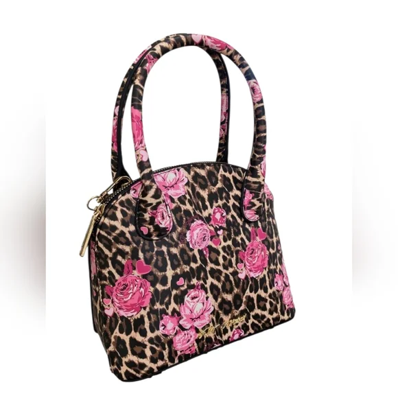 Leopard Print and Pink Floral Women's Bag - Picture 6 of 7